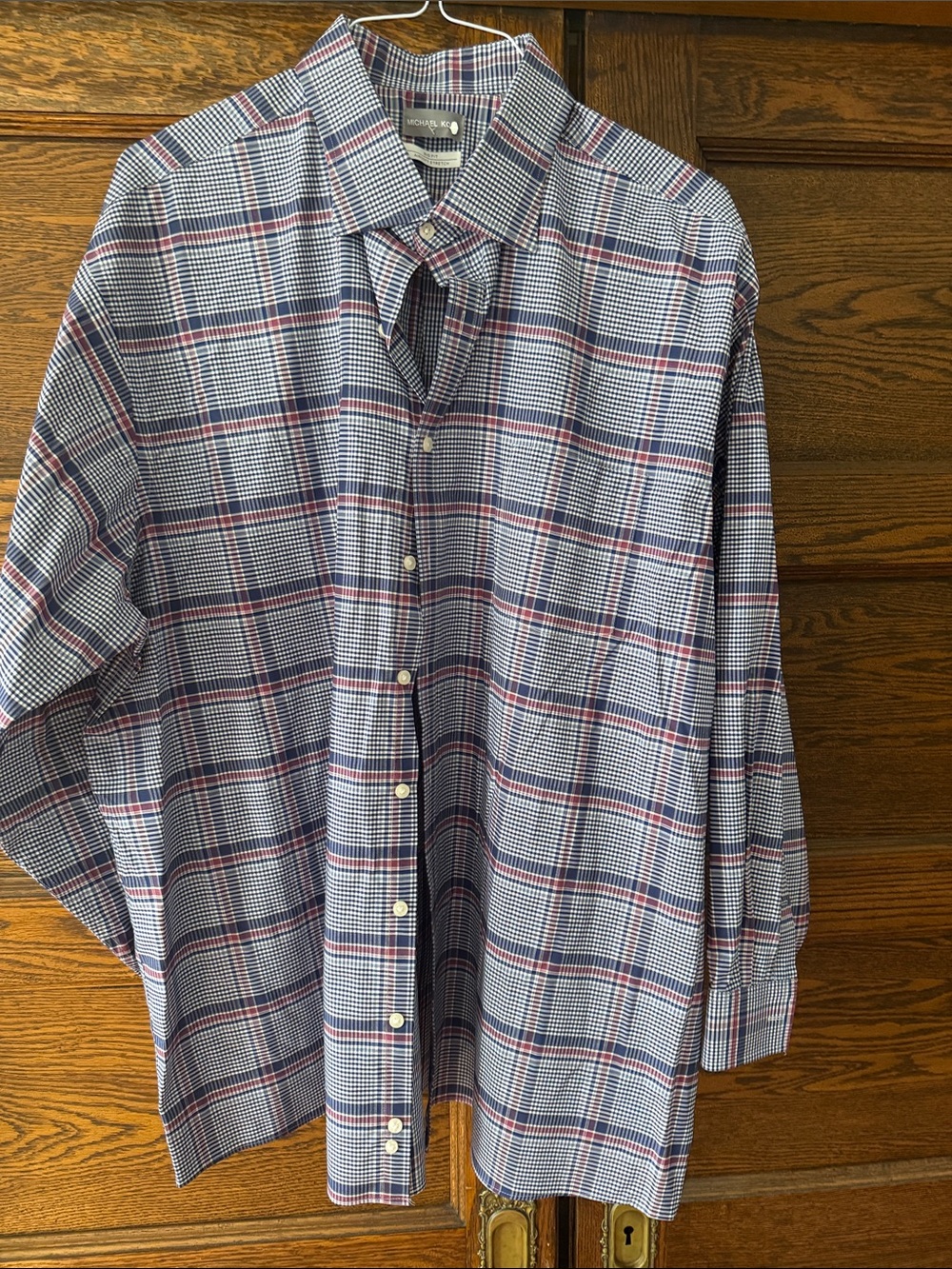 Michael Kors Blue and Red Plaid Button-Down Shirt